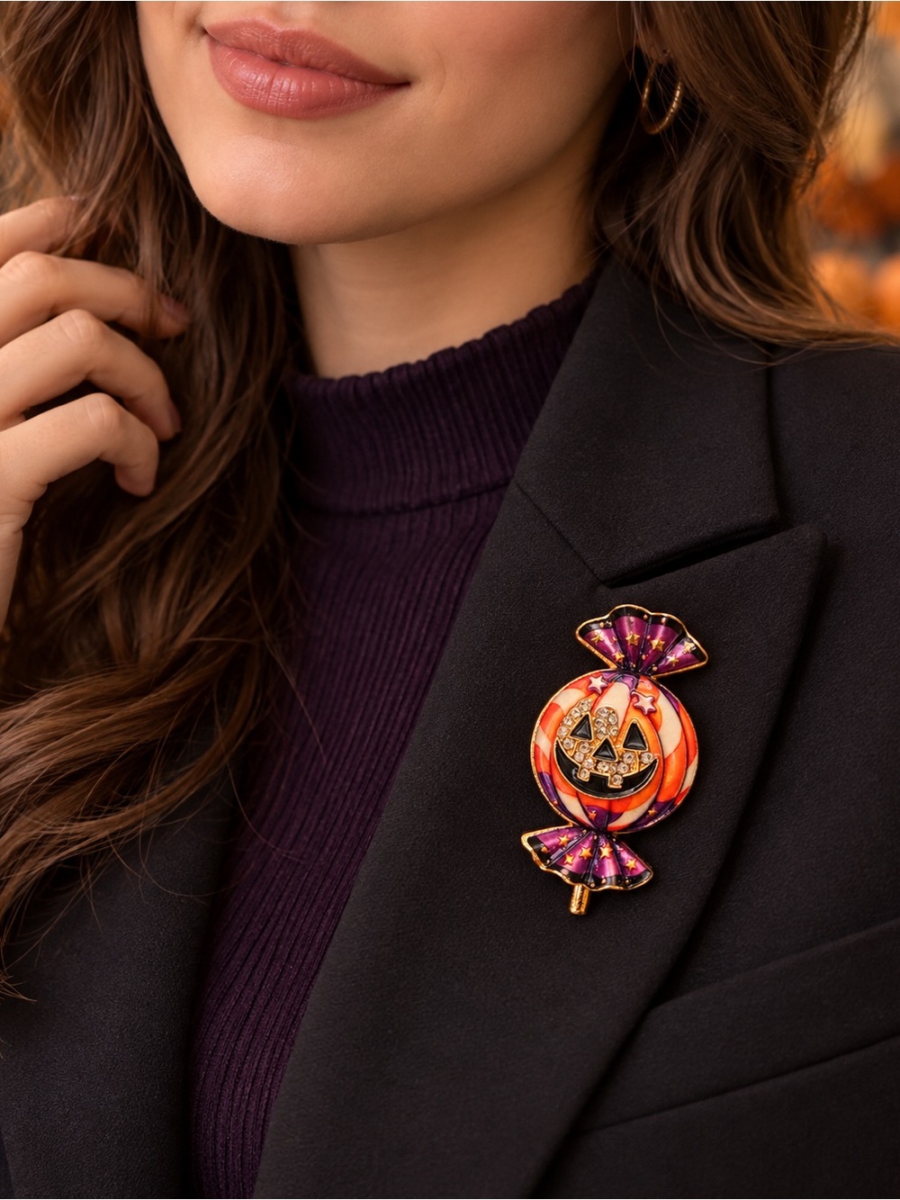 Halloween Pumpkin Candy Brooch